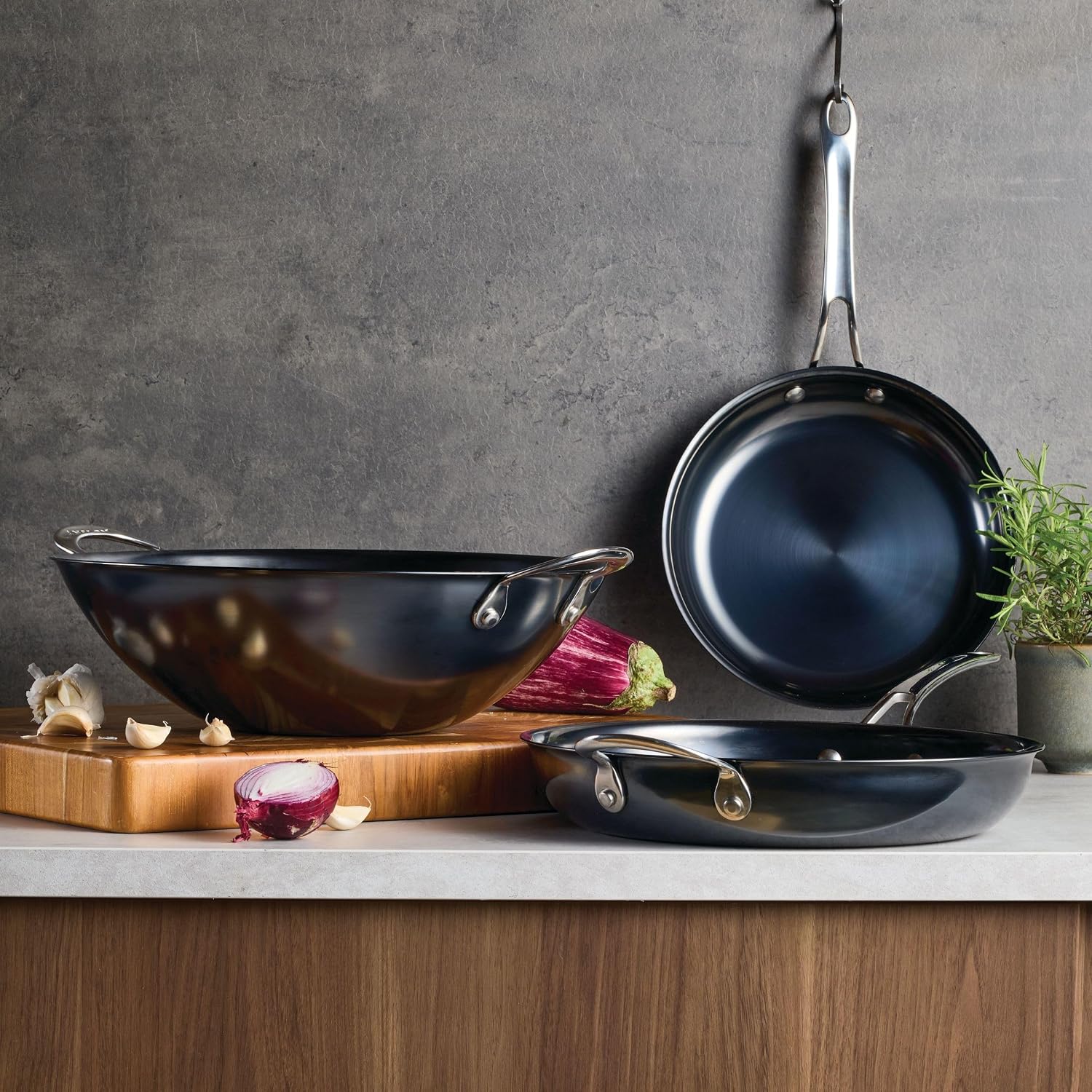 Anolon EverLast N2 Carbon Steel Frying Pan with Helper Handle