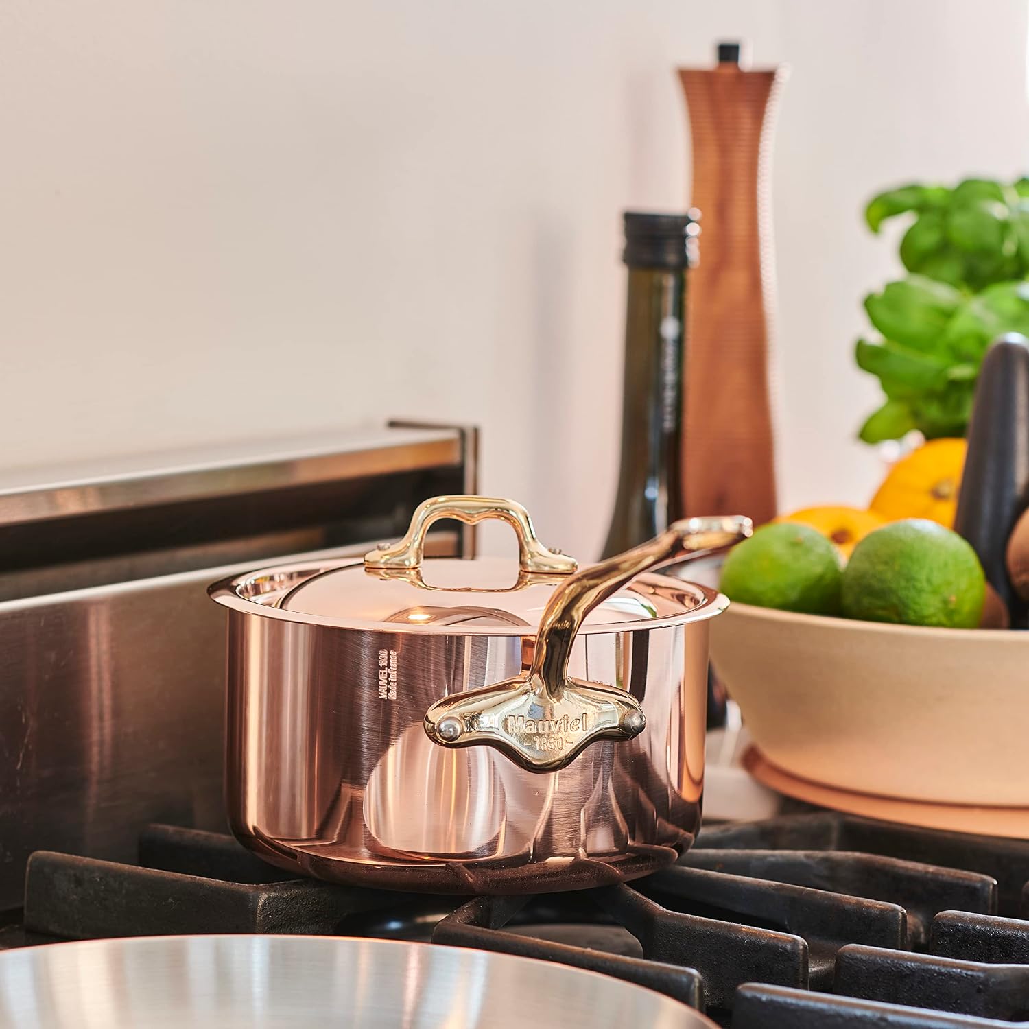 Mauviel M'Heritage 150 B 1.5mm Polished Copper & Stainless Steel 12-Piece Cookware Set With Brass Handles